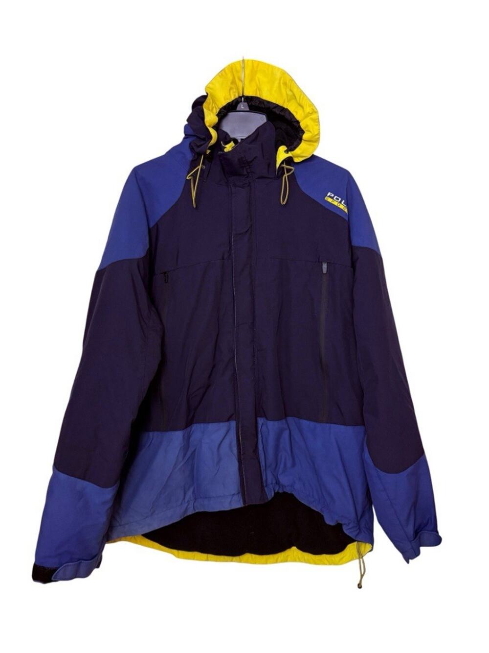 Polo Sport Ralph Lauren Mens XXL Colorblock Ski Jacket Blue Yellow Vintage 90s
